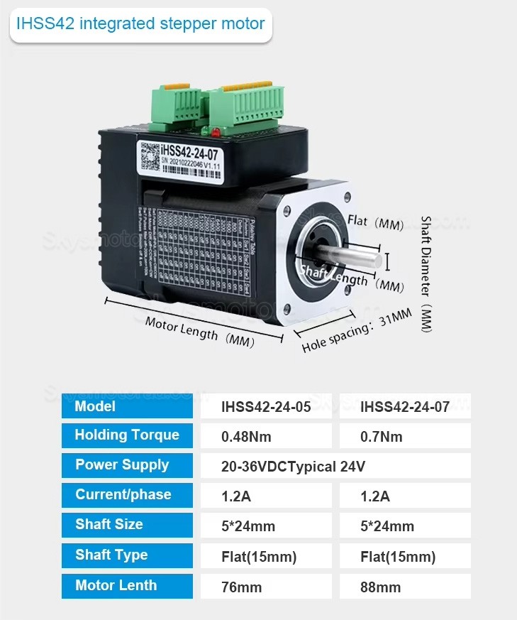 JMC iHSS42-24-07 Nema17 Closed Loop Integrated Stepper Motor 1.8 Deg 0.7Nm 24V 2 Phase